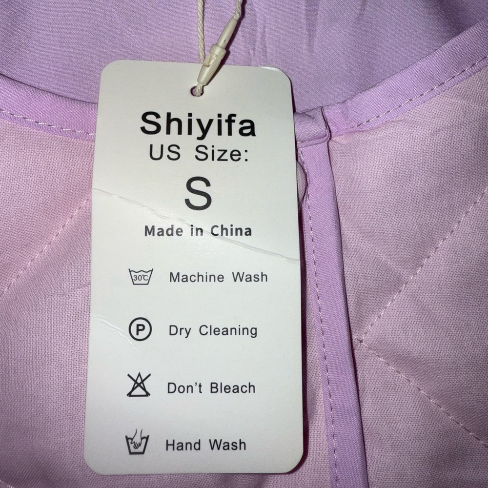 Quilted light weight button up jacket purple + floral embroidery sz sm med - Picture 6 of 6